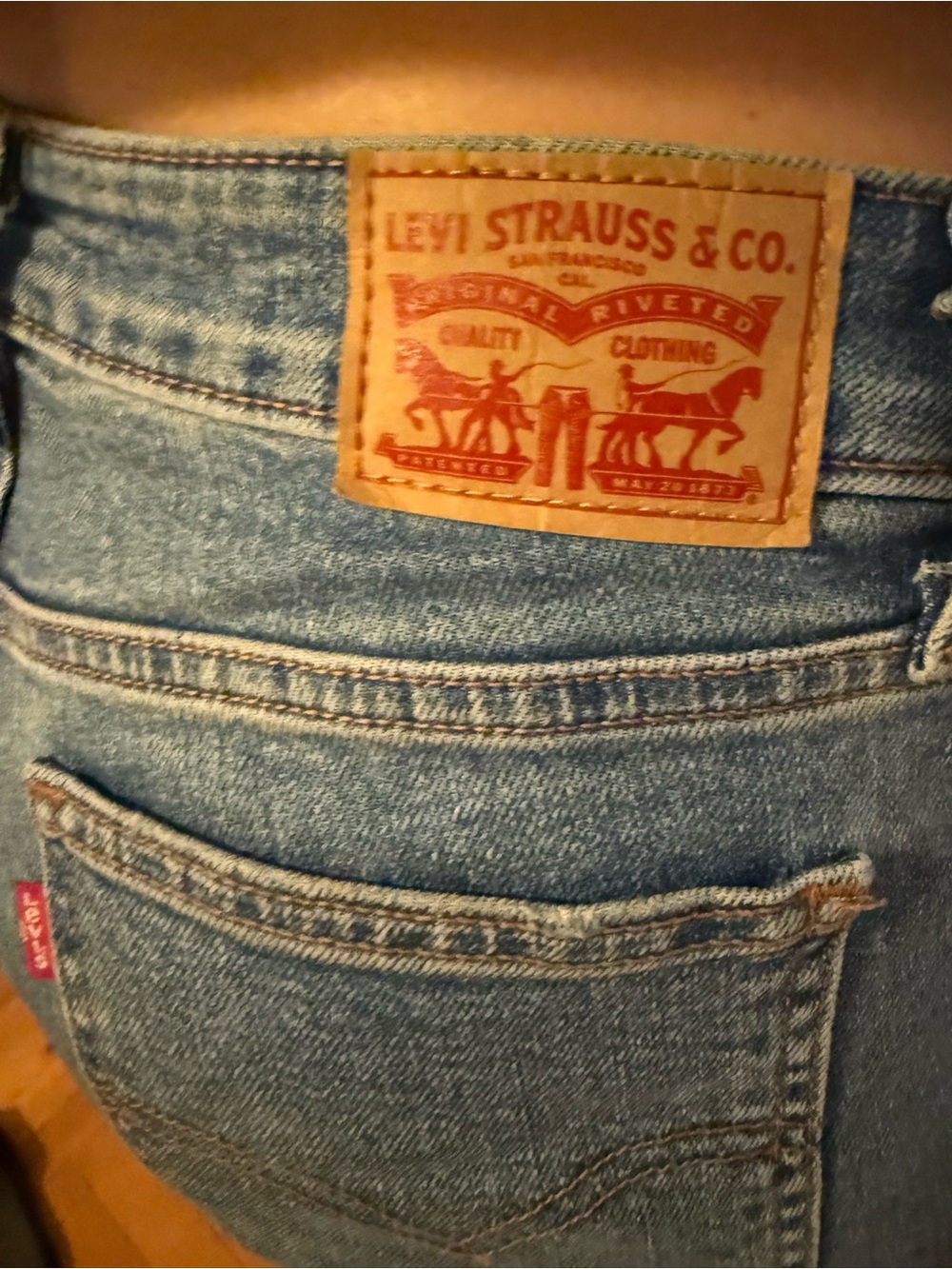 Levi's Women’s Light Blue Straight Jeans with Leather Patch